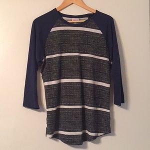 Lularoe Medium Randy 3/4 Sleeve Navy Black & White